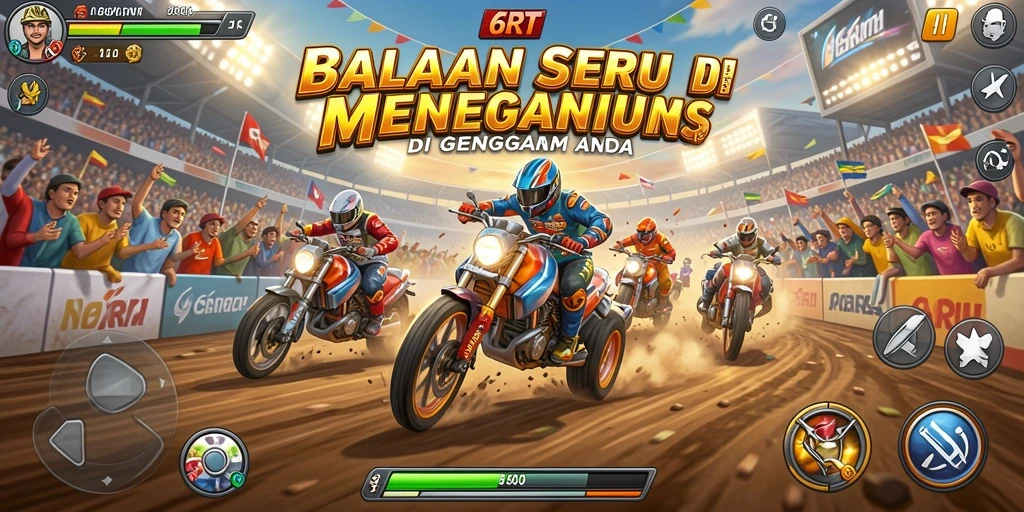 Tampilan gameplay balapan yang menegangkan di 6RT.