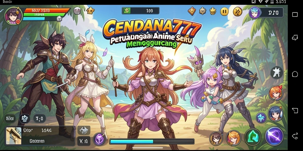 Screenshot gameplay CENDANA777 menampilkan aksi seru karakter Anime.