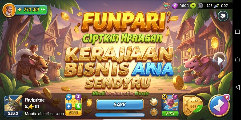 Tangkapan layar utama FUNPARI menampilkan pengalaman seru dalam mengelola bisnis.