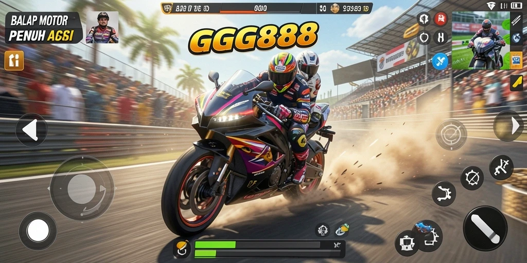 Tampilan menarik gameplay balap motor GGG888.