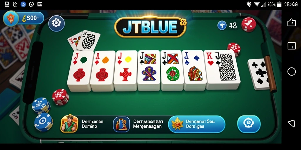 Tampilan gameplay JTBLUE yang menarik dan interaktif dalam bermain Domino.
