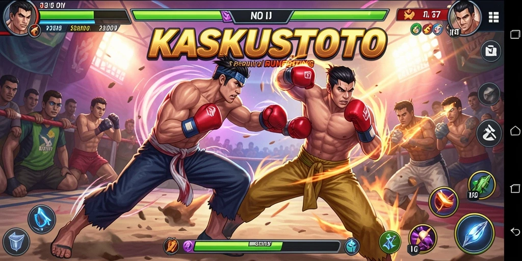 Gameplay KASKUSTOTO yang menegangkan saat karakter bertarung.