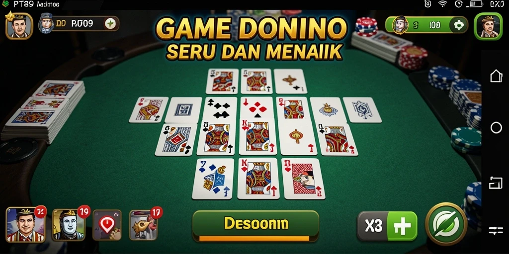 Tampilan gameplay seru dari game Domino PT89 dengan grafik menarik.