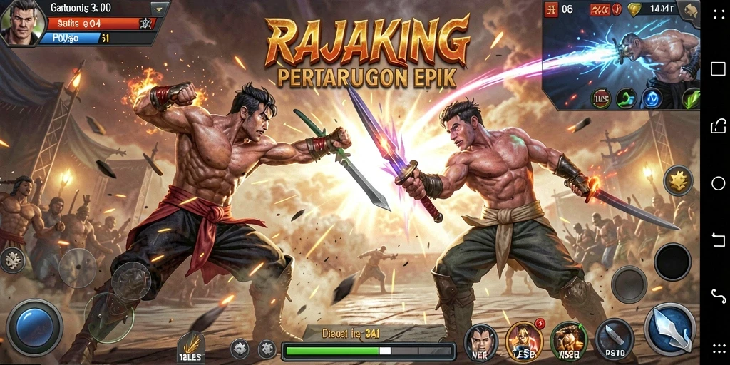 Tampilan seru dalam pertarungan RAJAKING yang menegangkan.