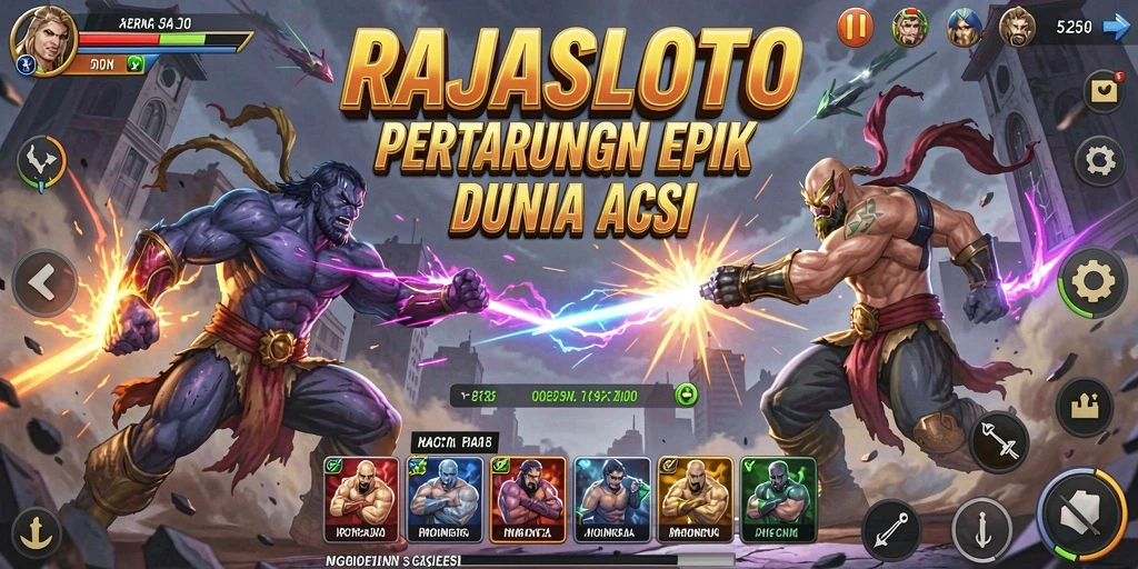 Tampilan gameplay RAJASLOTO dalam pertarungan yang mendebarkan.