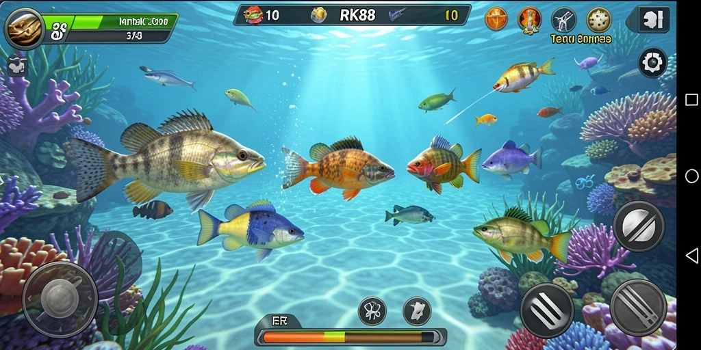 Tampilan gameplay <strong>RK88</strong> saat menangkap ikan yang menegangkan.