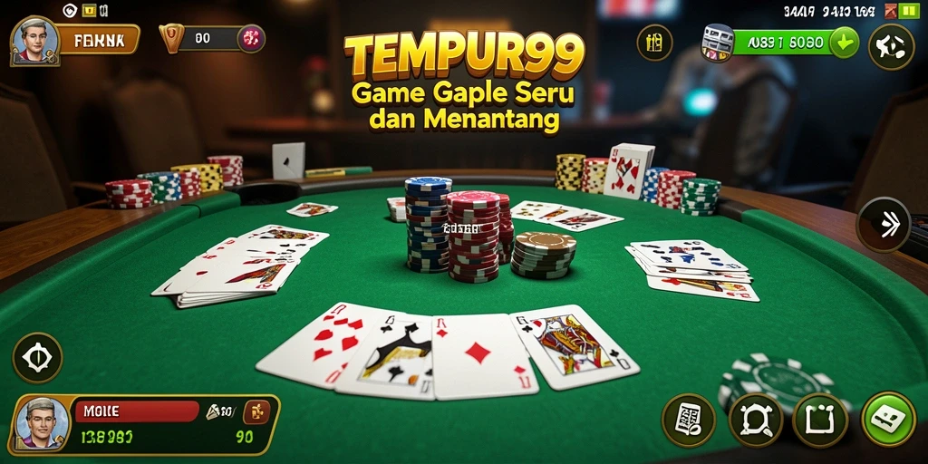 Screenshot TEMPUR99 menampilkan keseruan gameplay Gaple.