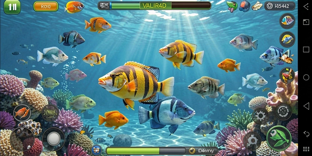 Screenshot utama VALIR4D menampilkan gameplay seru Tembak Ikan.