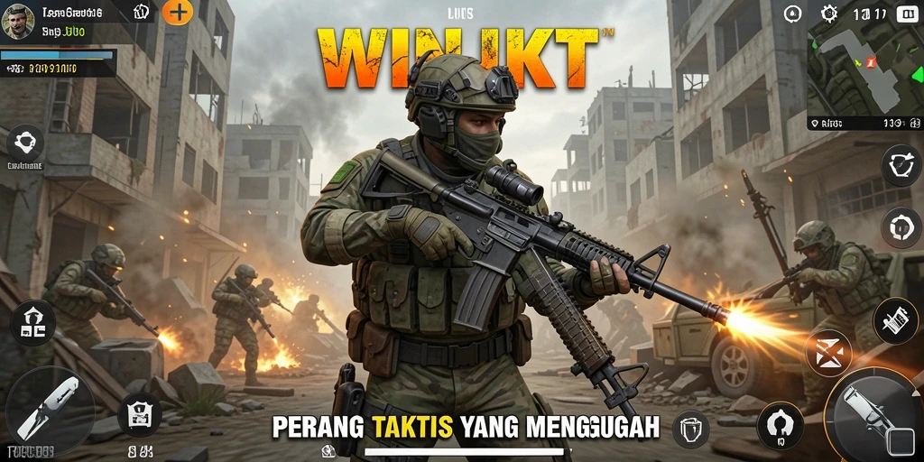 Screenshot gameplay WINJKT menampilkan pertarungan seru di arena.